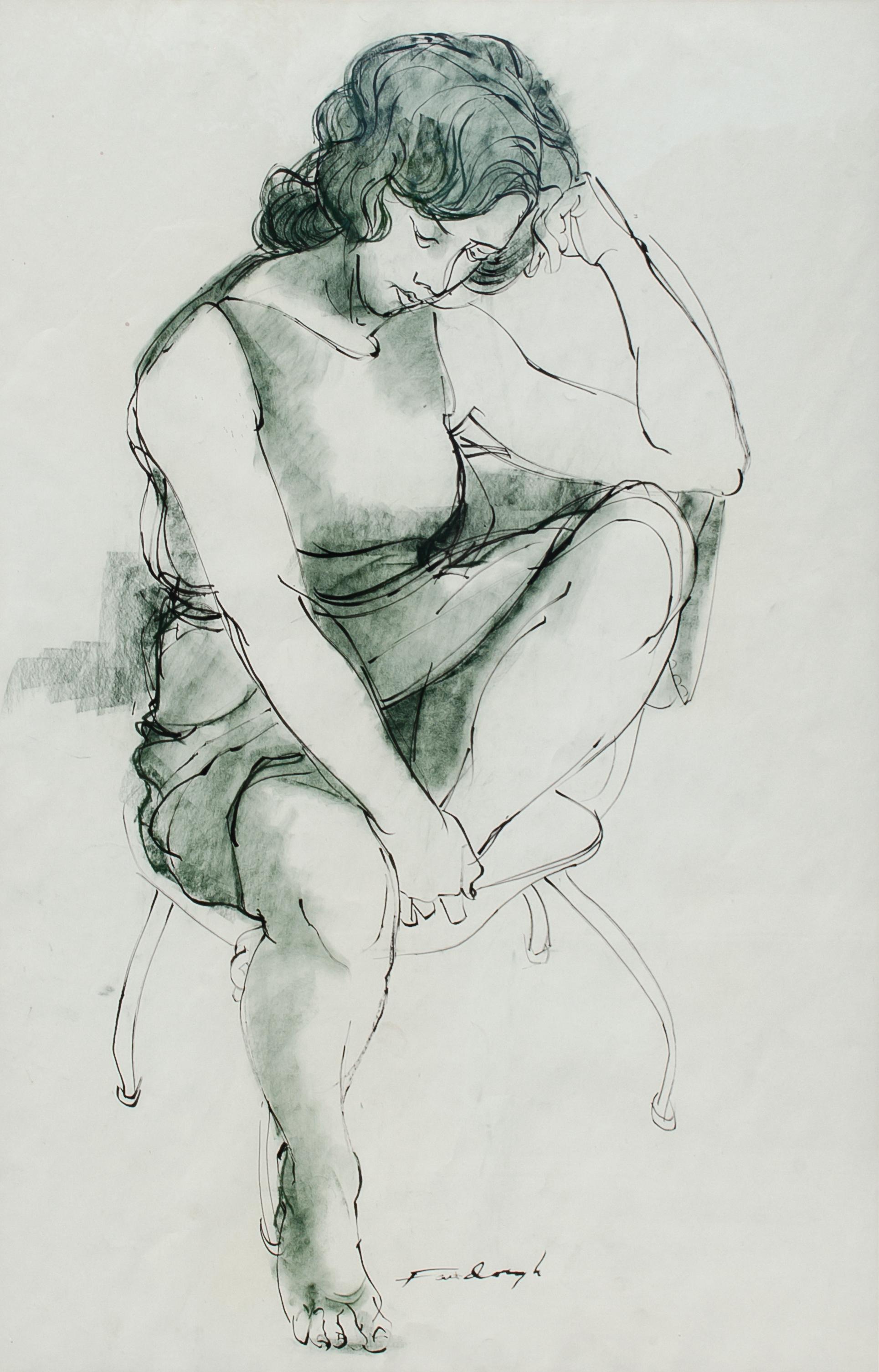 Unknown Figurative Art - Modernist Figure Study by Mystery Artist