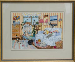 American Primitive Folk Artist Jane Wooster Scott Original Watercolor