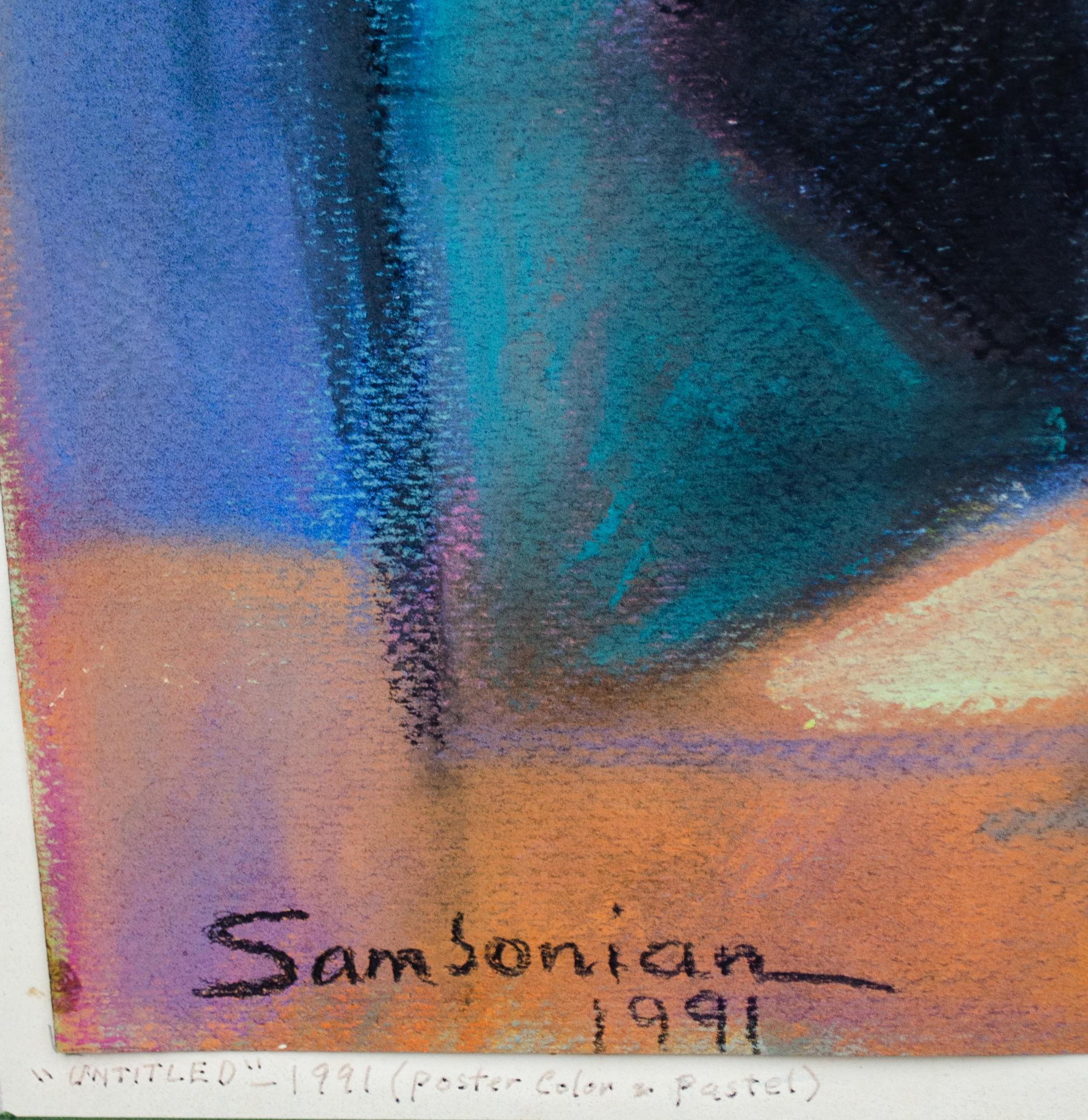 Fauvist Pastel by Iranian American modernist Simon Samsonian For Sale 2