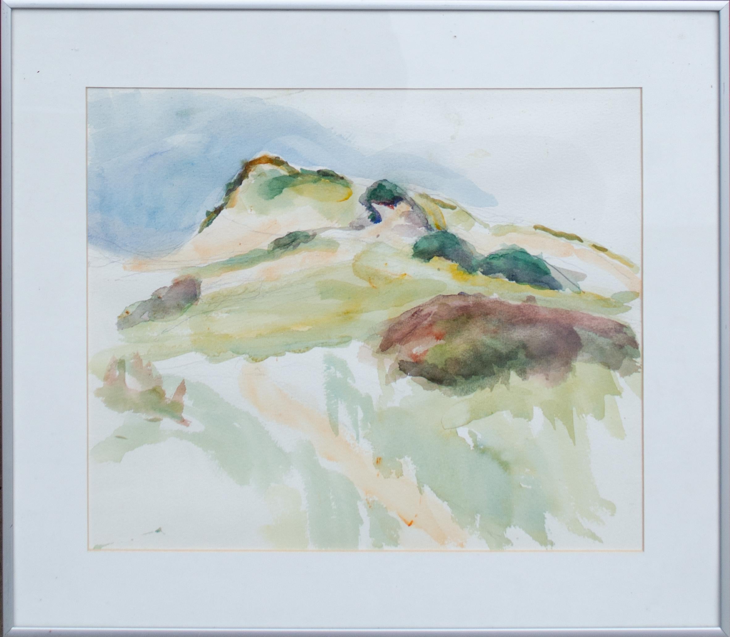 Edith Schloss (1919-2011)
Untitled, c. 1970
Watercolor on paper
Sight size: 10 1/2 x 13 in.
Framed: 14 3/4 x 17 1/4 in.

Edith Schloss is best known for knowing 