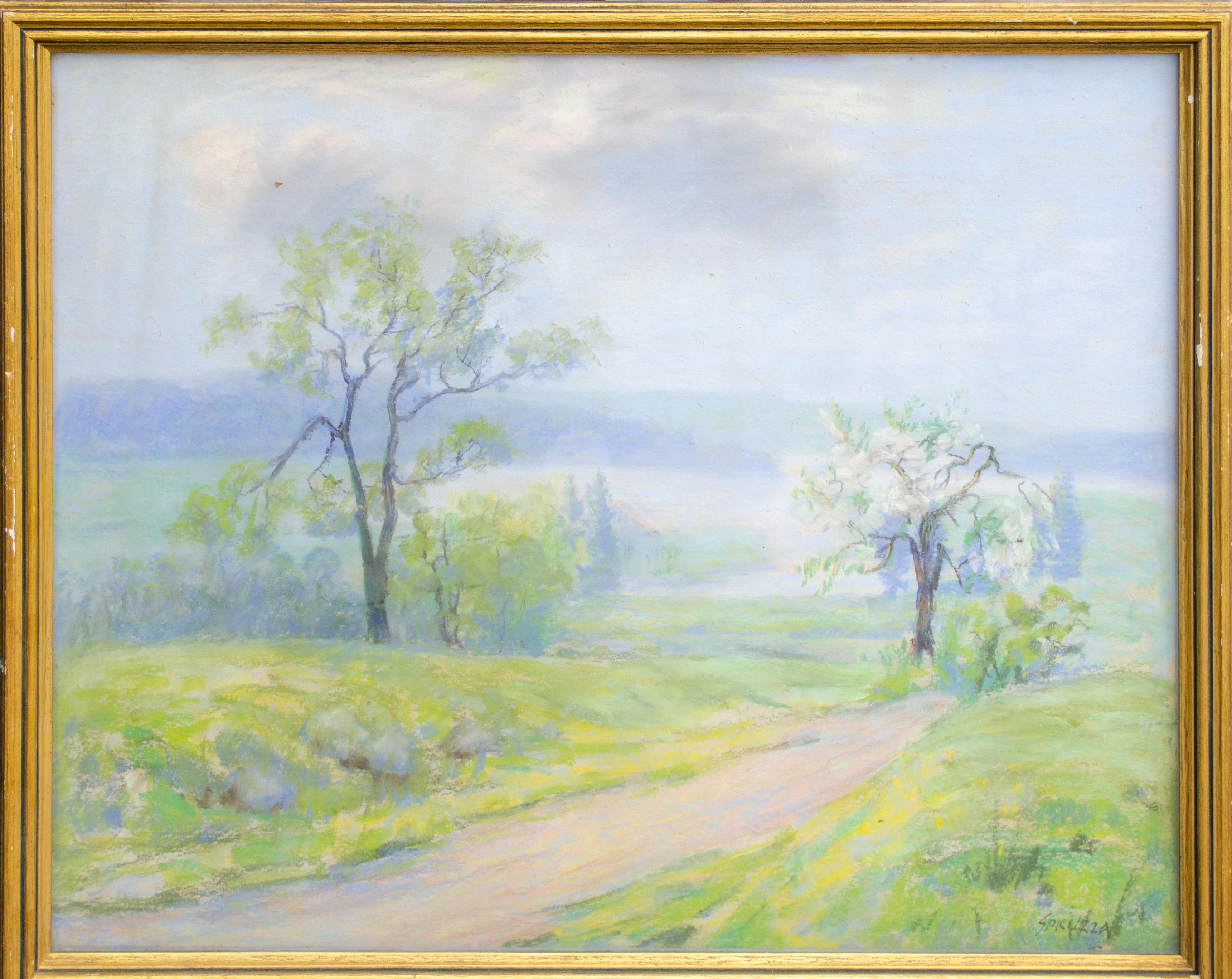 Schönes großes impressionistisches Pastell von Francesco Spicuzza im Angebot 1