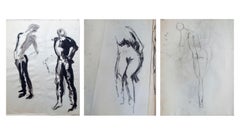 Ross Bleckner Group of 3 Figure Drawings (attrb.)