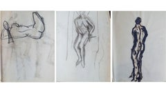 Ross Bleckner Group of 3 Double Sided Figure Drawings (attrb.)