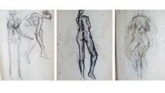Group of 3 Double Sided Figure Drawings by Ross Bleckner (attrb.)