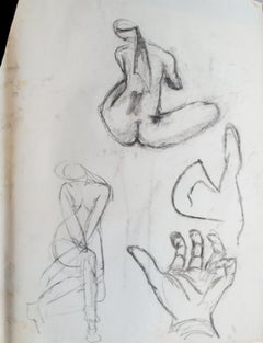 Gruppo di 3 disegni di figure di Ross Bleckner (attrb.)