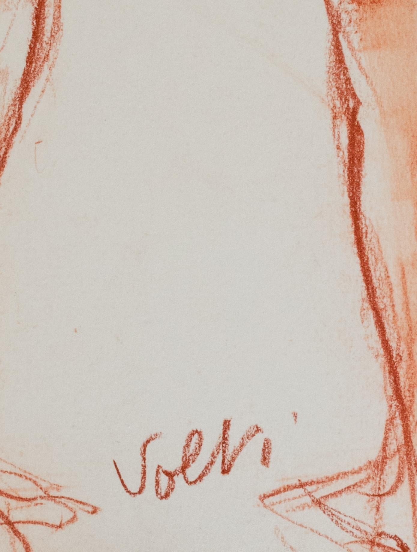 Étude - Figure en craie rouge d'Antonio Volti - Art de Antoniucci Volti