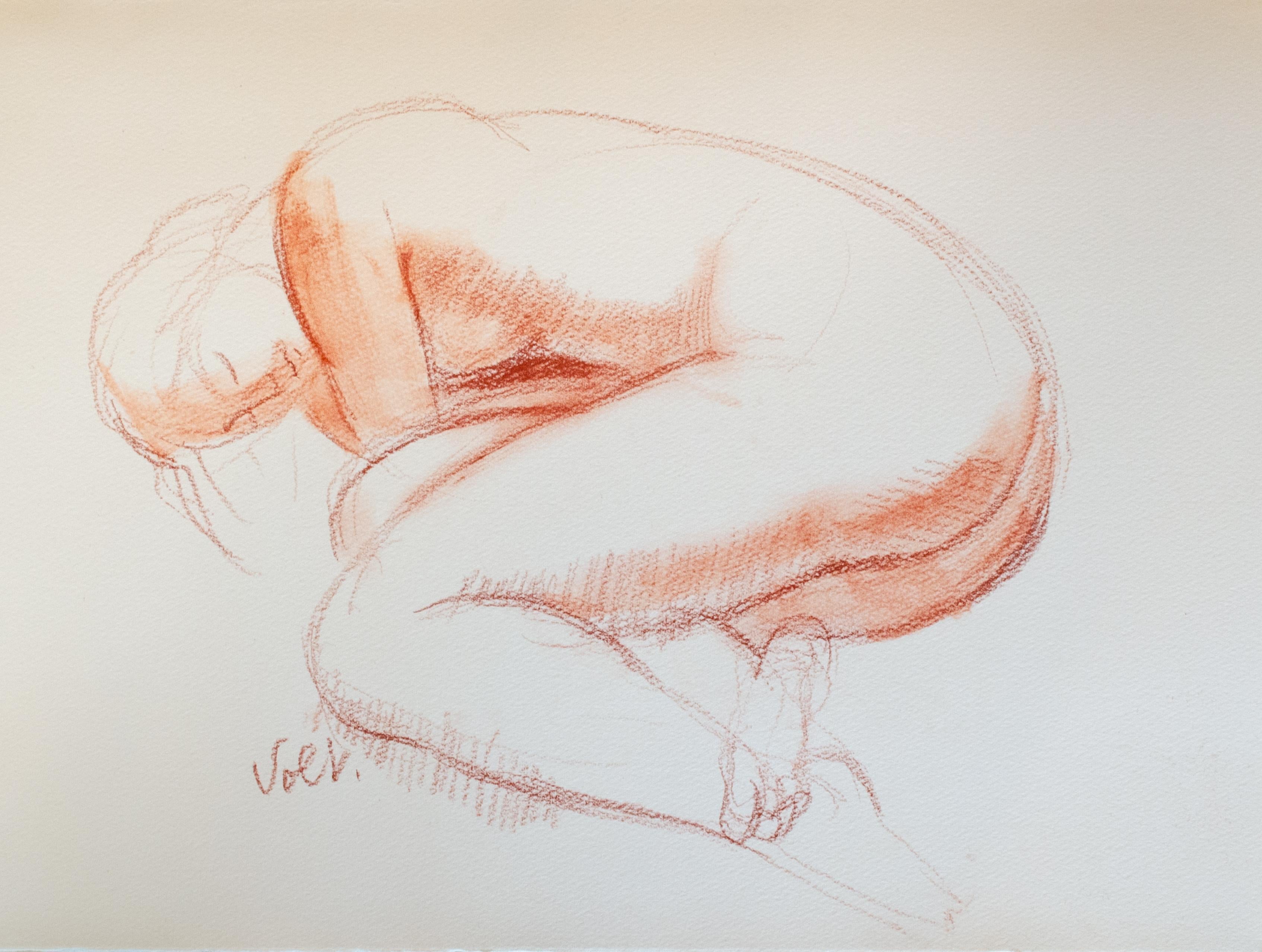Zeichnung einer schlafenden Frau von Antoniucci Volti, signiert