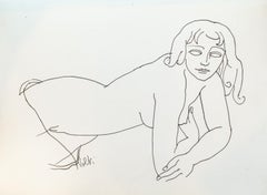 Line Drawing of a Nude Woman by Antoniucci Volti, Signed