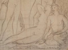 Art Deco Black Stallion and Wood Nymph Drawing by Wheeler Williams