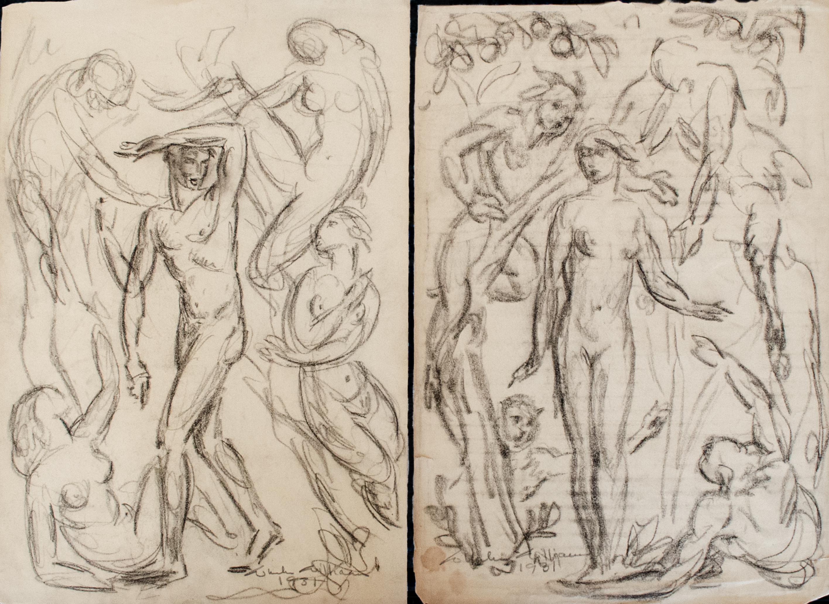 Wheeler Williams (American, 1897-1972)
Untitled Study, 1931
Pencil on paper
8 3/4 x 11 3/4 in. 
Each signed: Wheeler Williams, 1931

A native of Chicago, Wheeler Williams is known for his allegorical, narrative work including "Tablets to Pioneers"