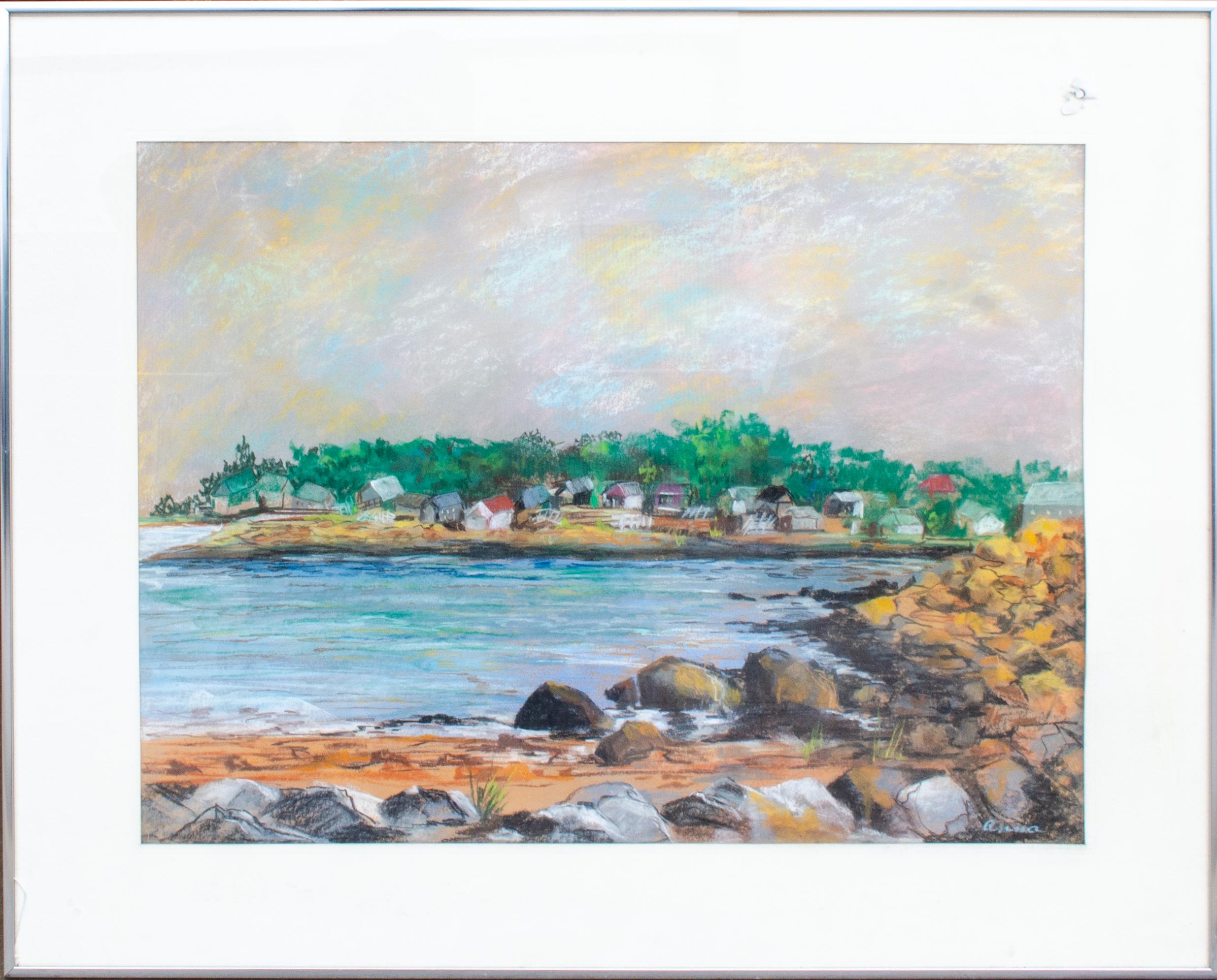 Lovely Impressionist Coastal Scene of New York in Pastel - American Modern Art by Unknown