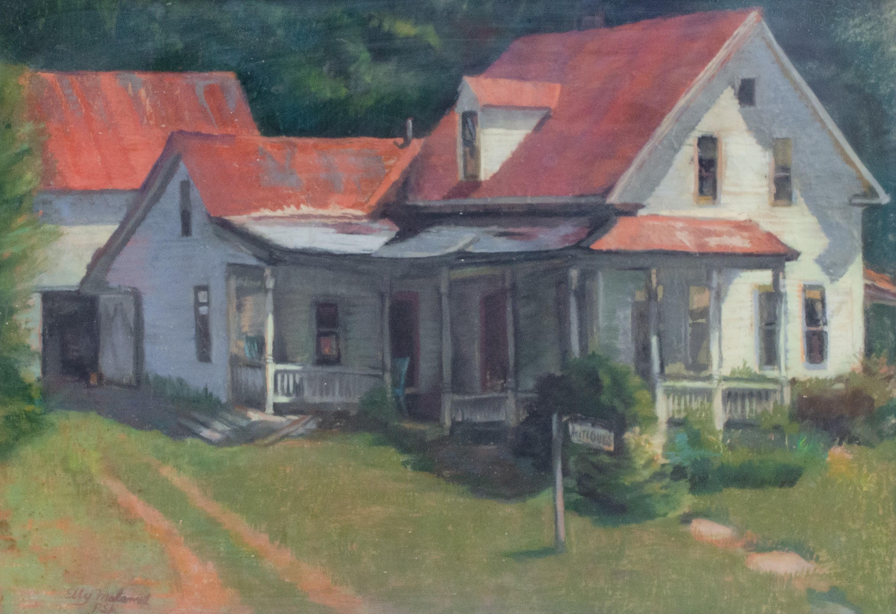 Lovely Country House Pastel, Signed - Art by Unknown