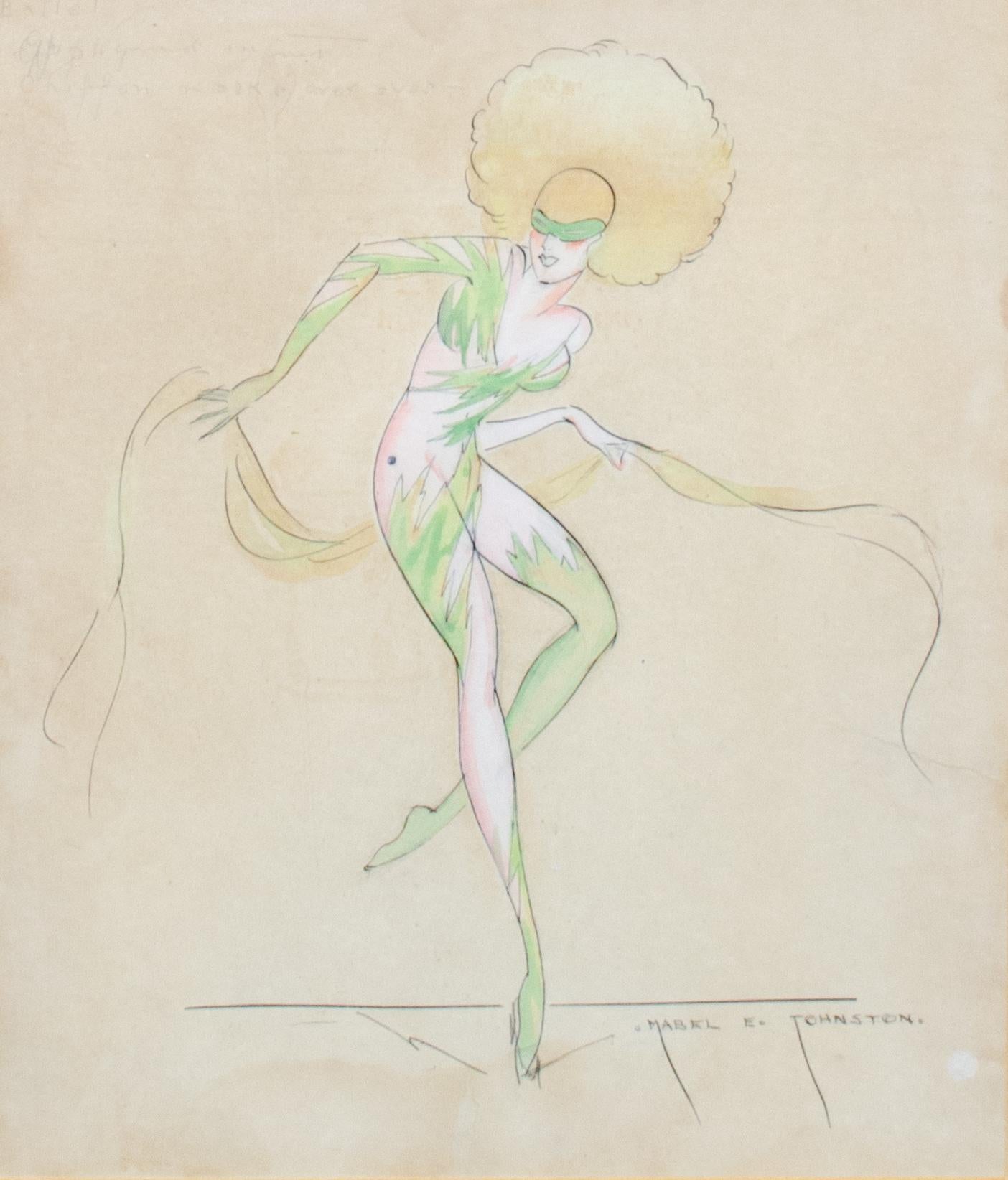  Illustration d'une danseuse de l'ère du jazz par le designer de Broadway Mabel E. Johnston