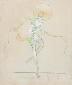  Jazz Age Dancer Illustration by Broadway Designer Mabel E. Johnston