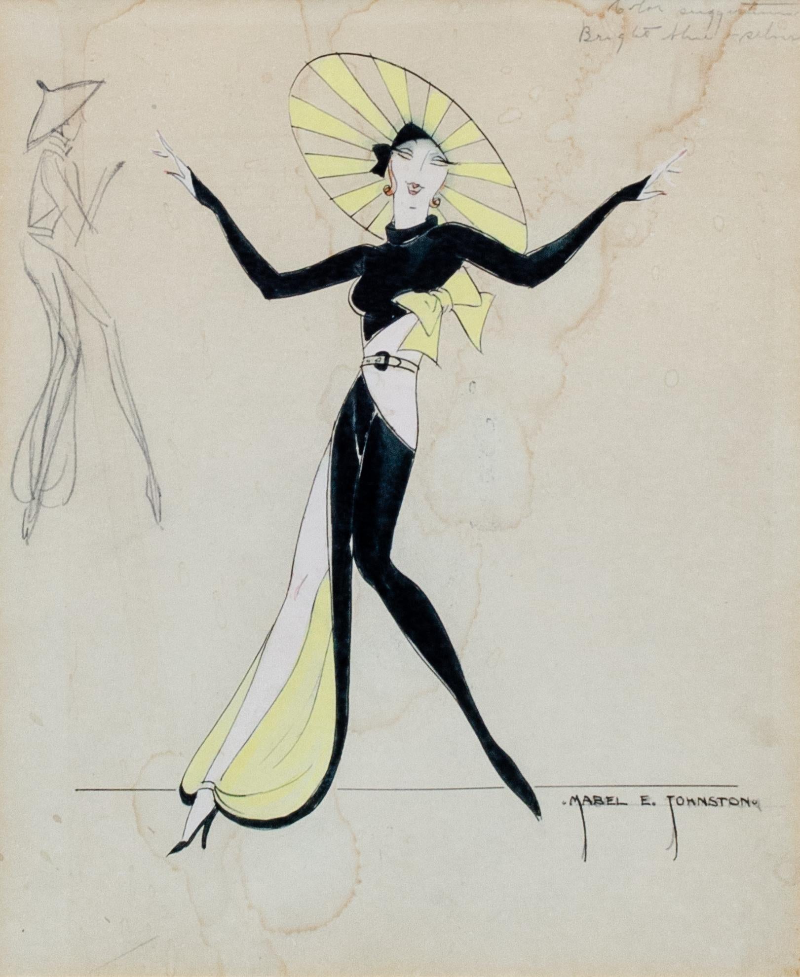 Art déco-Kostümillustration der Broadway-Designerin Mabel E. Johnston