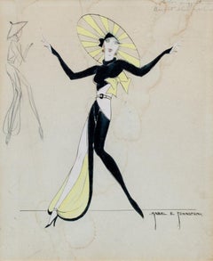 Art Deco Costume Illustration by Broadway Designer Mabel E. Johnston