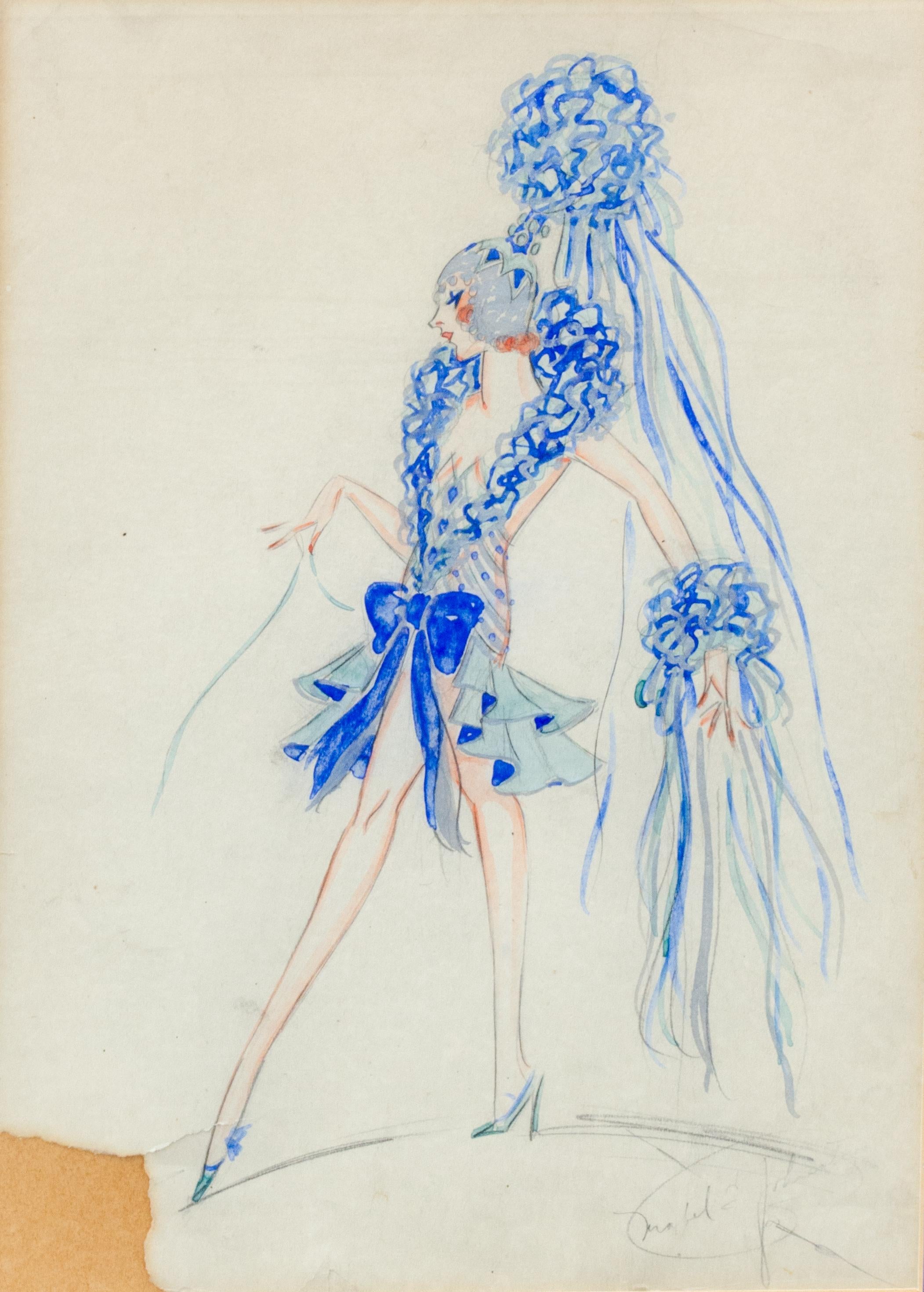 Illustration de costume de Broadway par le designer Mabel E. Johnston