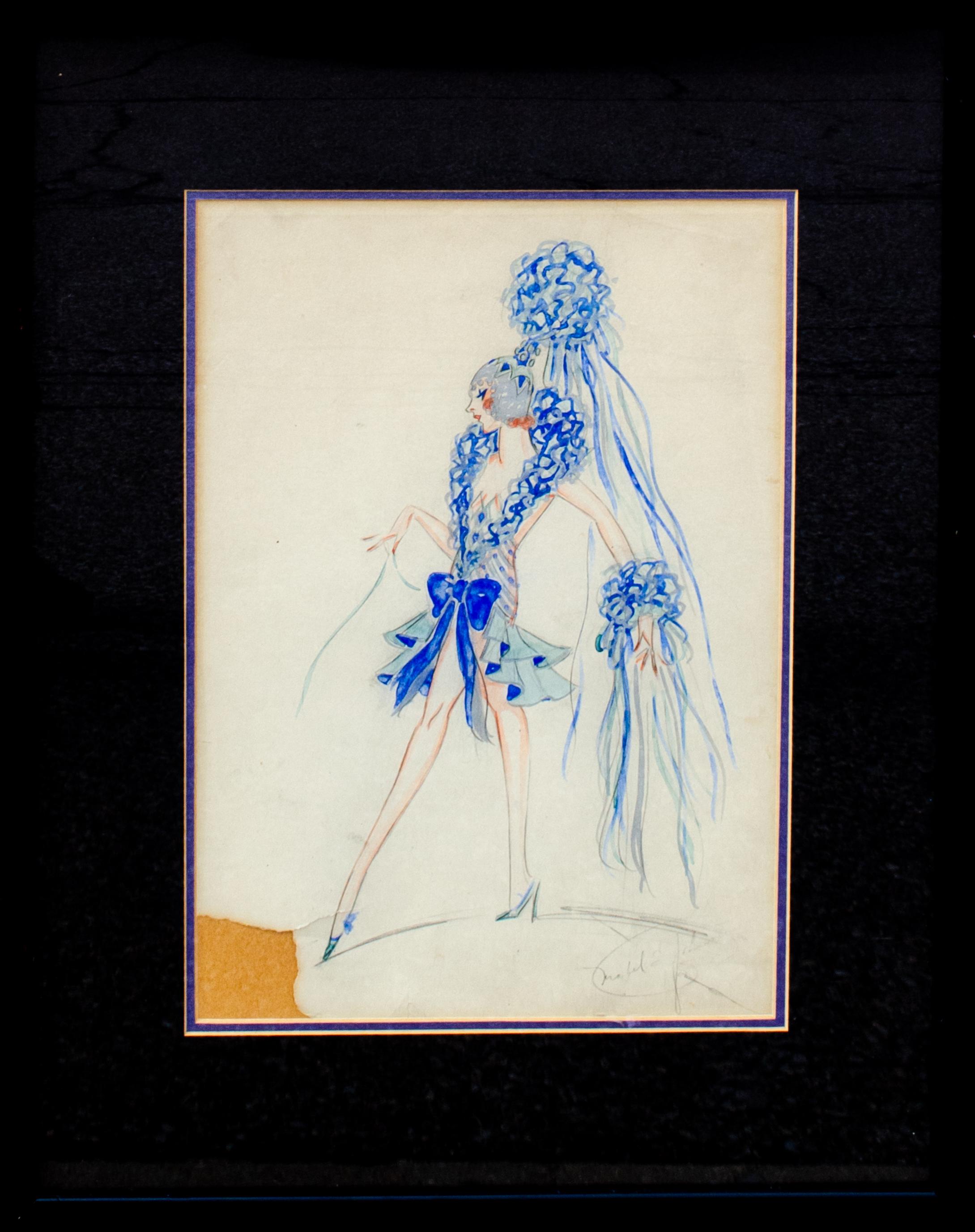 Broadway Costume Illustration by Designer Mabel E. Johnston For Sale 3