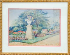 Watercolor Gardenscape Signed Bintinaye - Fatey
