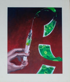 Retro Money Is The Drug Graphic Drawing by Bernard Nacion