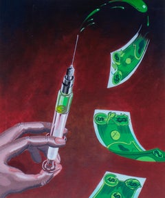 Money Is The Drug Graphic Drawing by Bernard Nacion