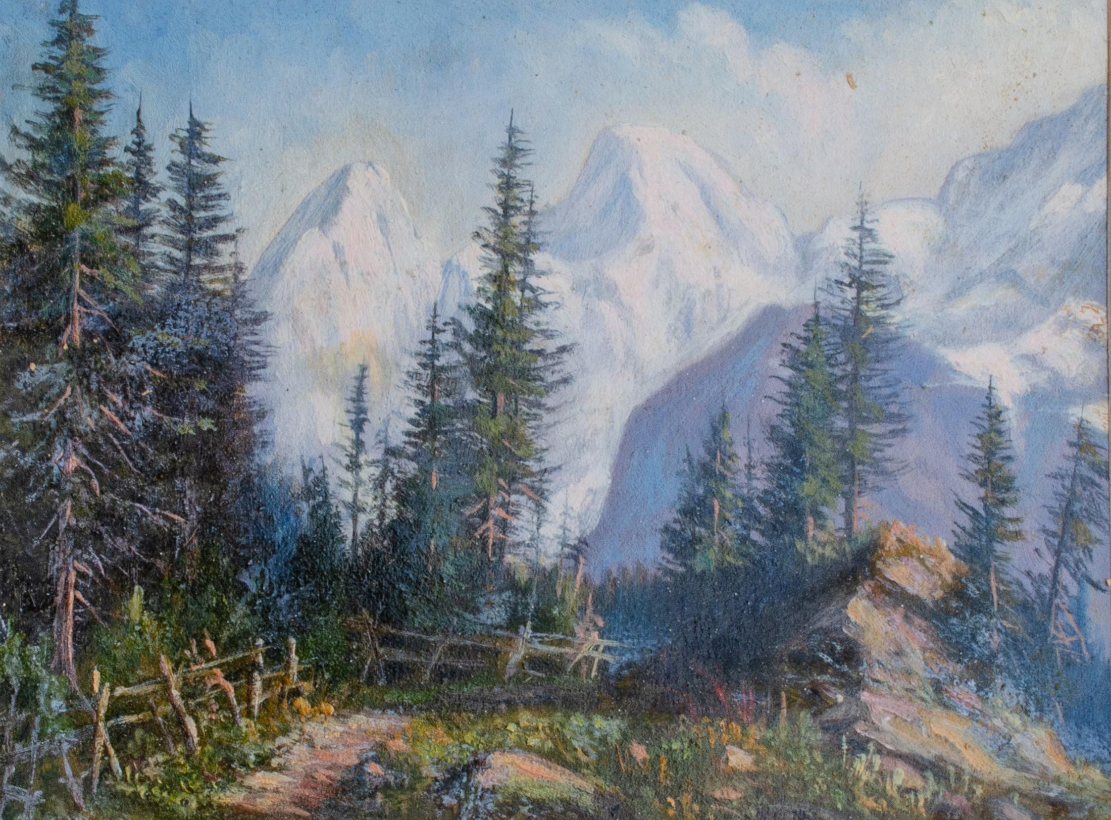 Unknown Landscape Art - c. 1900 German Watercolor of a Mountainside Trail