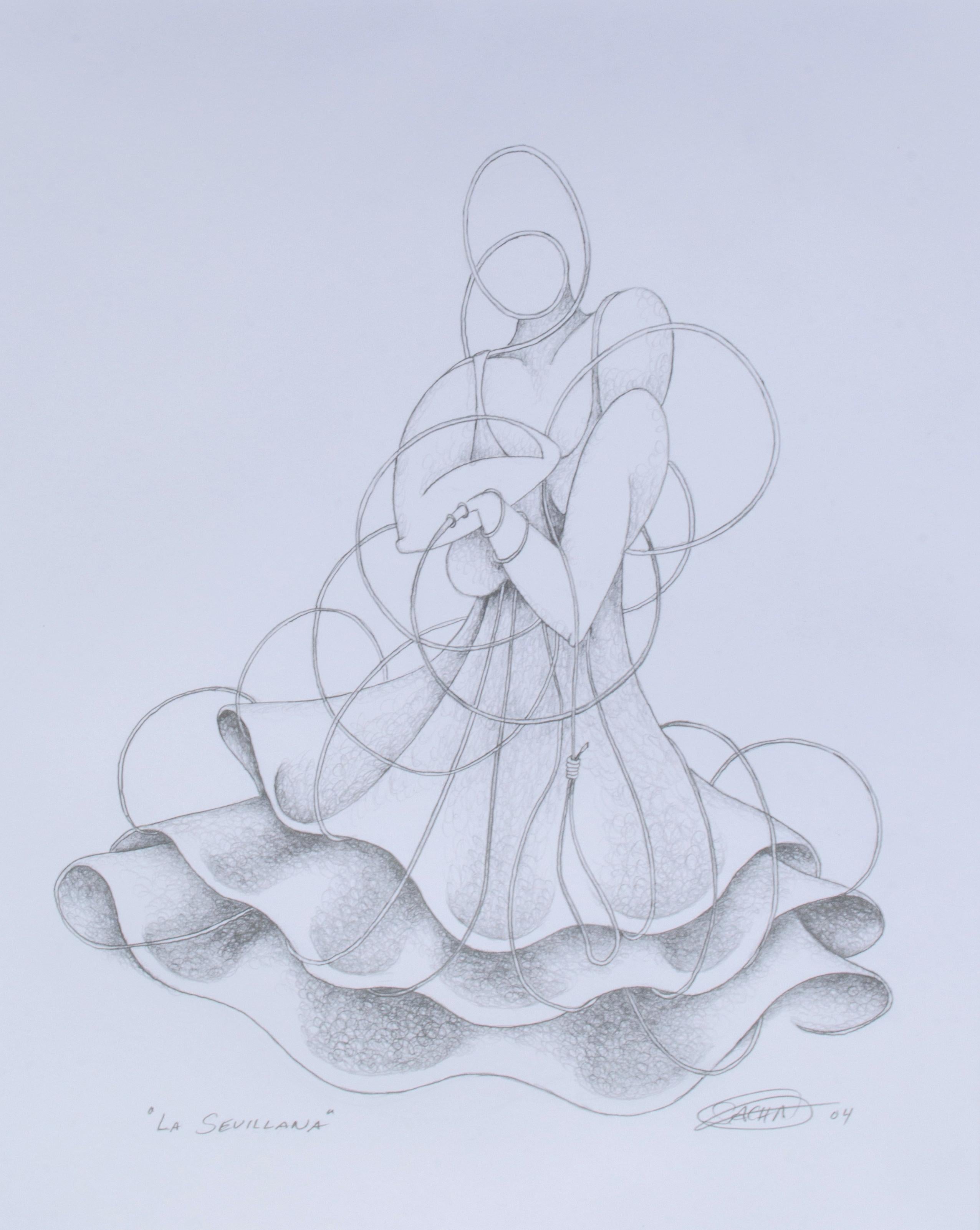 Sacha Figurative Art - Dancing Figure Graphite Drawing by SACHA