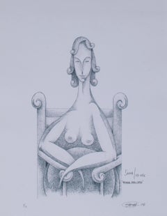 Surrealist Nude Woman, Signed SACHA
