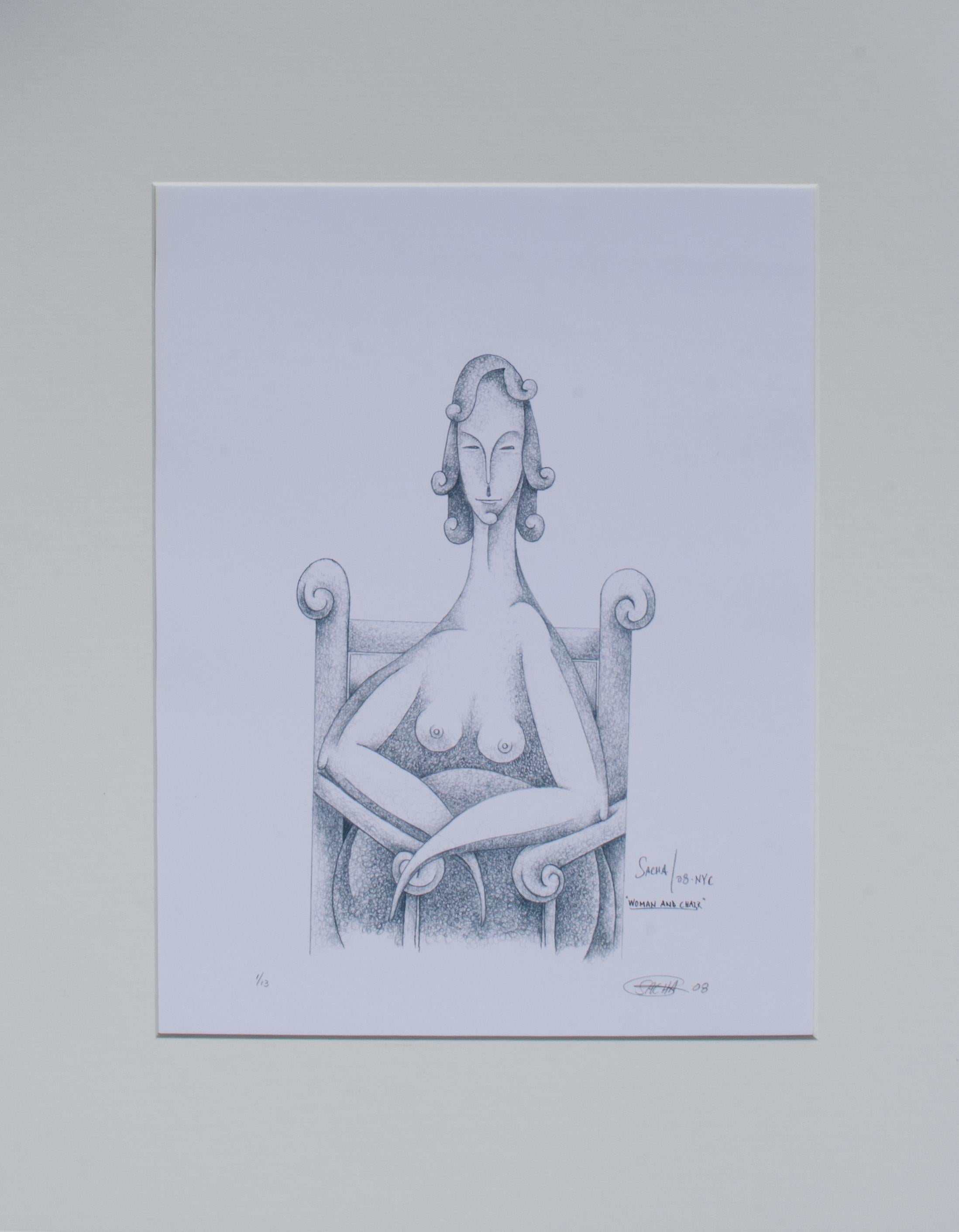 Surrealist Nude Woman, Signed SACHA - Art by Sacha