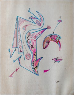 Tribal Marker Drawing by Seymour Meyer