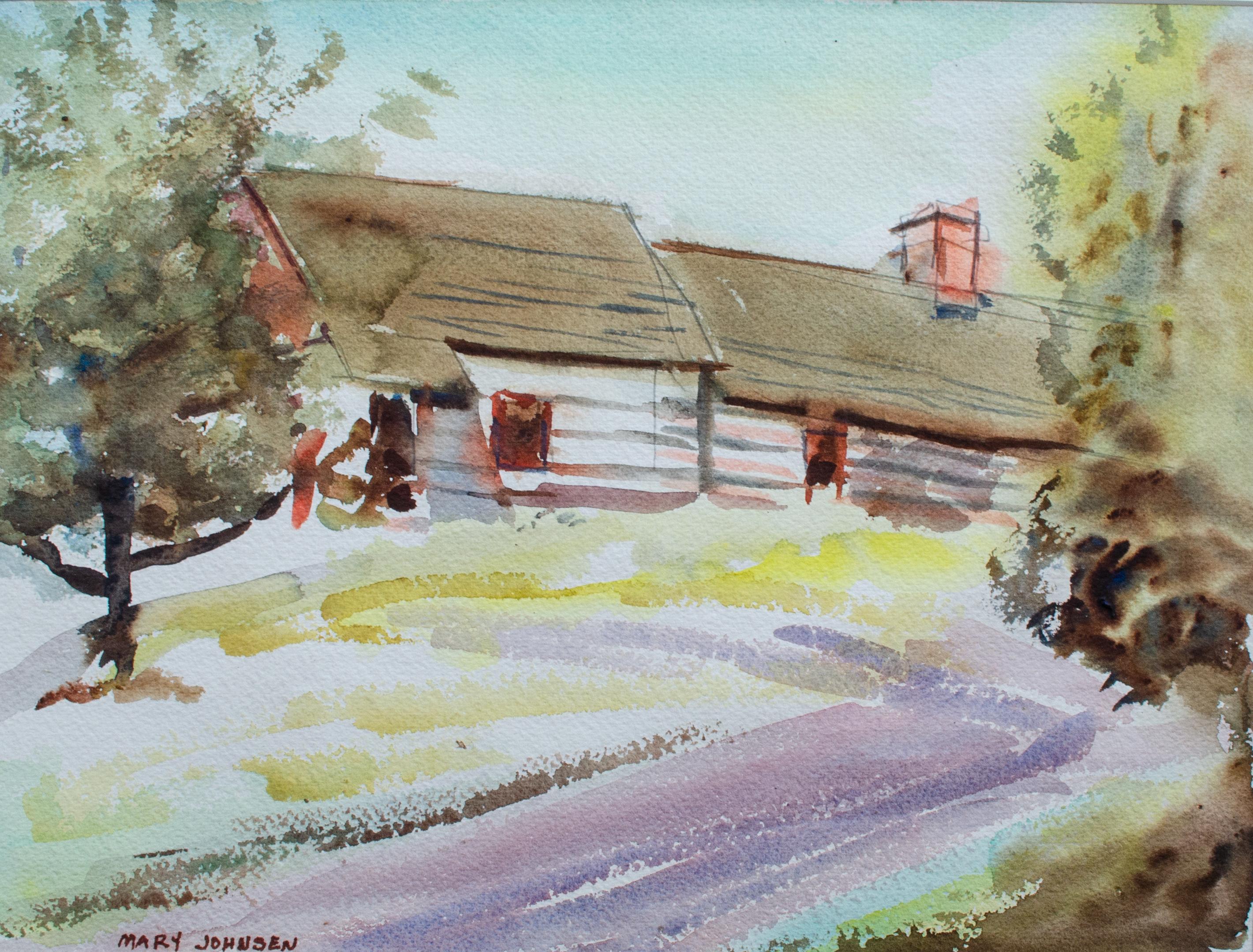 4 amerikanische Aquarelle, ca. 1950er Jahre, von Mary M. Johnsen