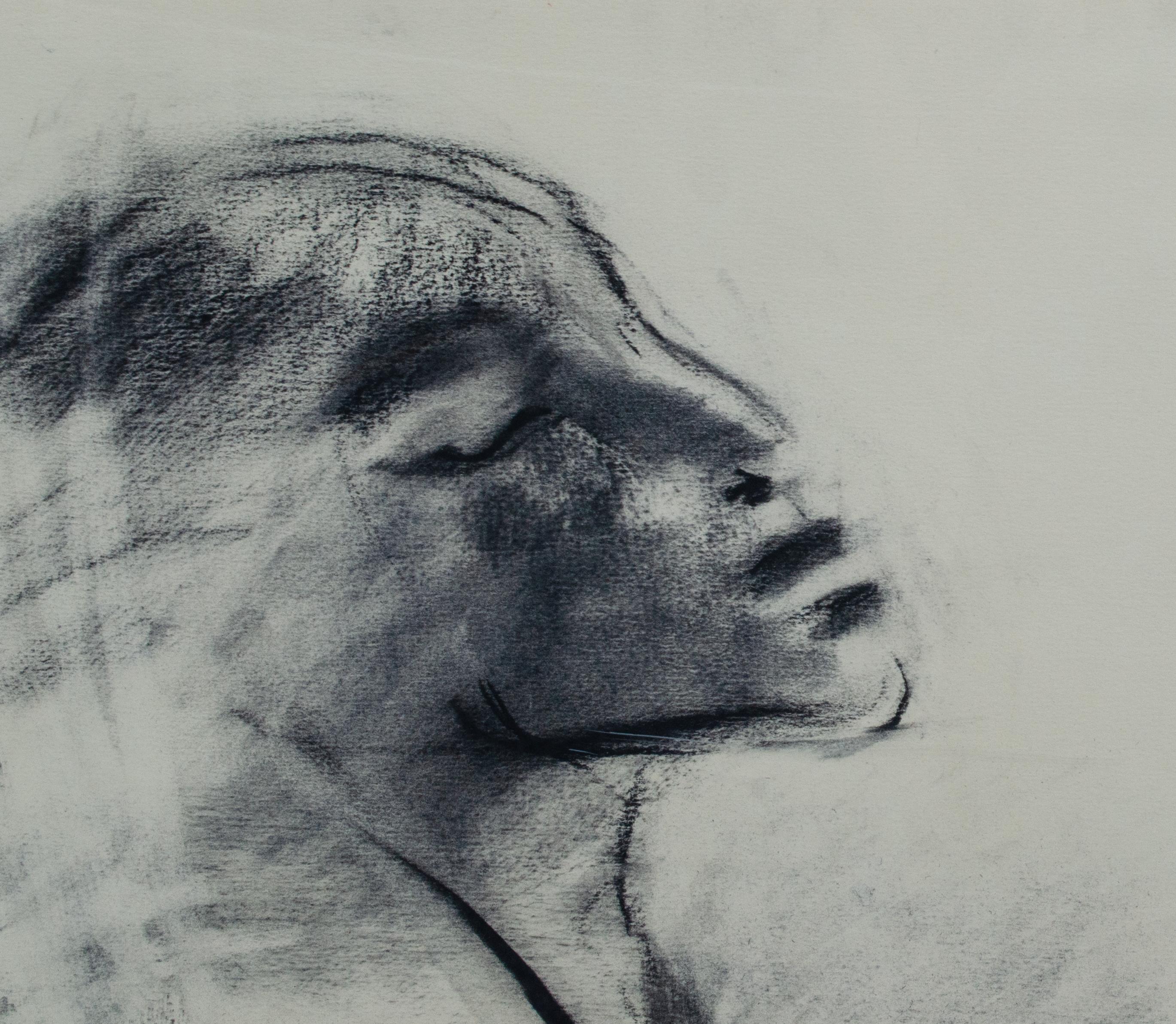 Mary Frank Original Charcoal and Pastel 1984 Figure Drawing For Sale 3