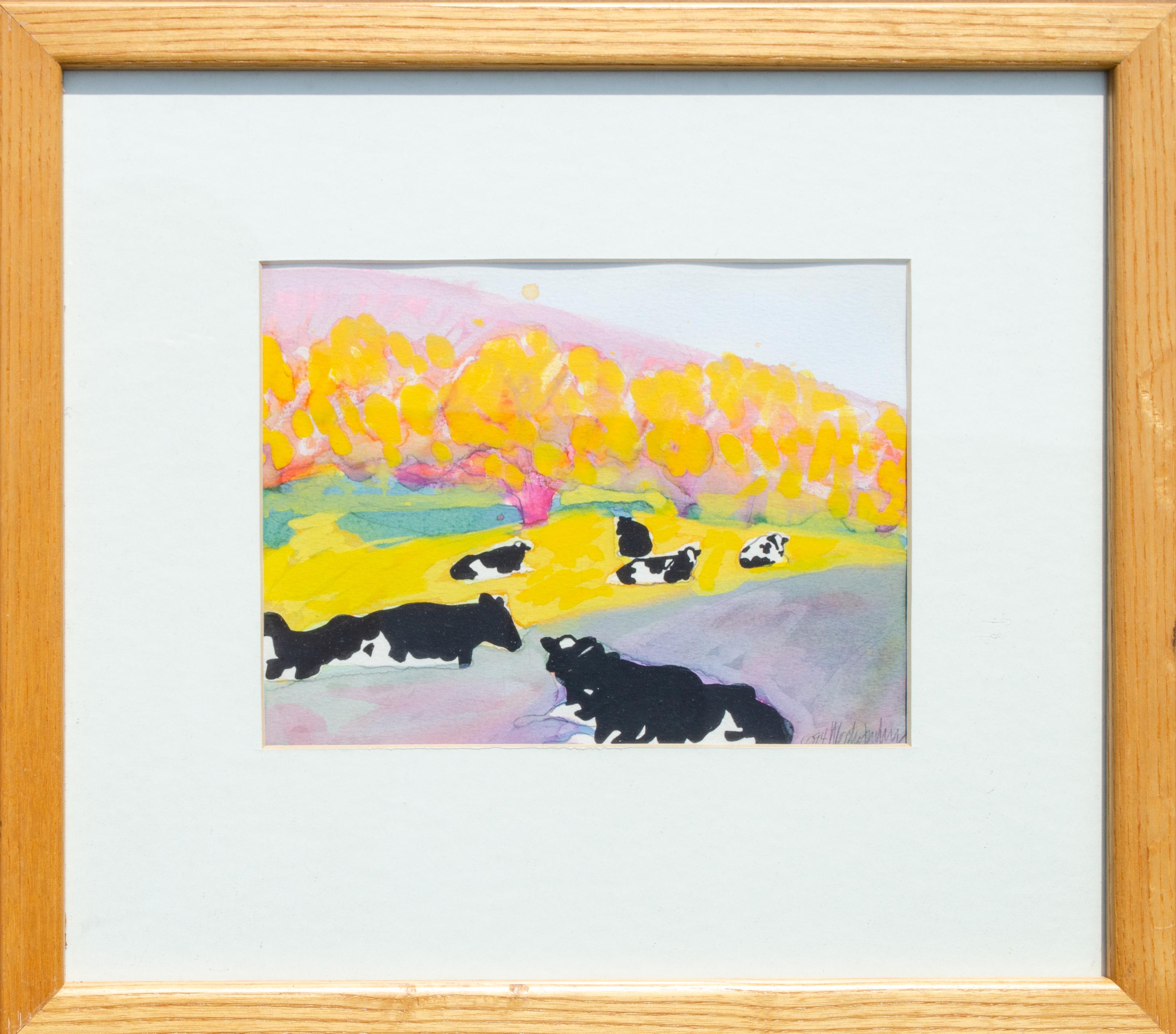 Woody Jackson
Woods Orchard, 1994
Watercolor on paper
Sight: 6 x 7 3/4 in.
Framed: 12 1/4 x 14 1/8 in.
Signed and dated lower right
Signed, titled, and dated verso

If you’re a fan of Ben & Jerry’s ice cream, then you are a fan of Woody Jackson,
