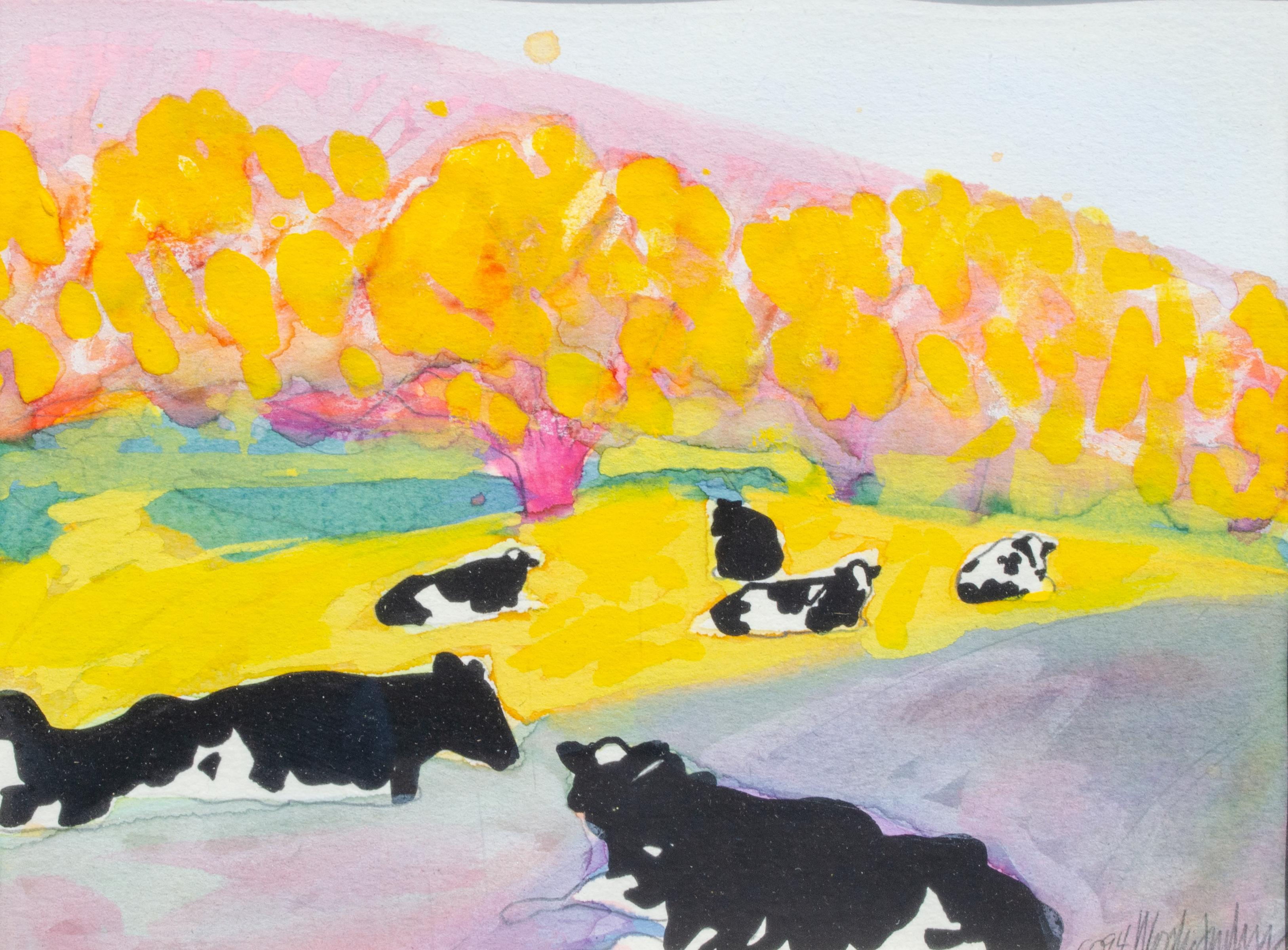 Ben & Jerry's Artist Woody Jackson 1994 Cows in a Pasture Watercolor For Sale 1