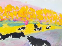 Ben & Jerry's Artist Woody Jackson 1994 Cows in a Pasture Watercolor