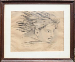 Dessin au crayon Zephyr de l'artiste français Mystery, 1894