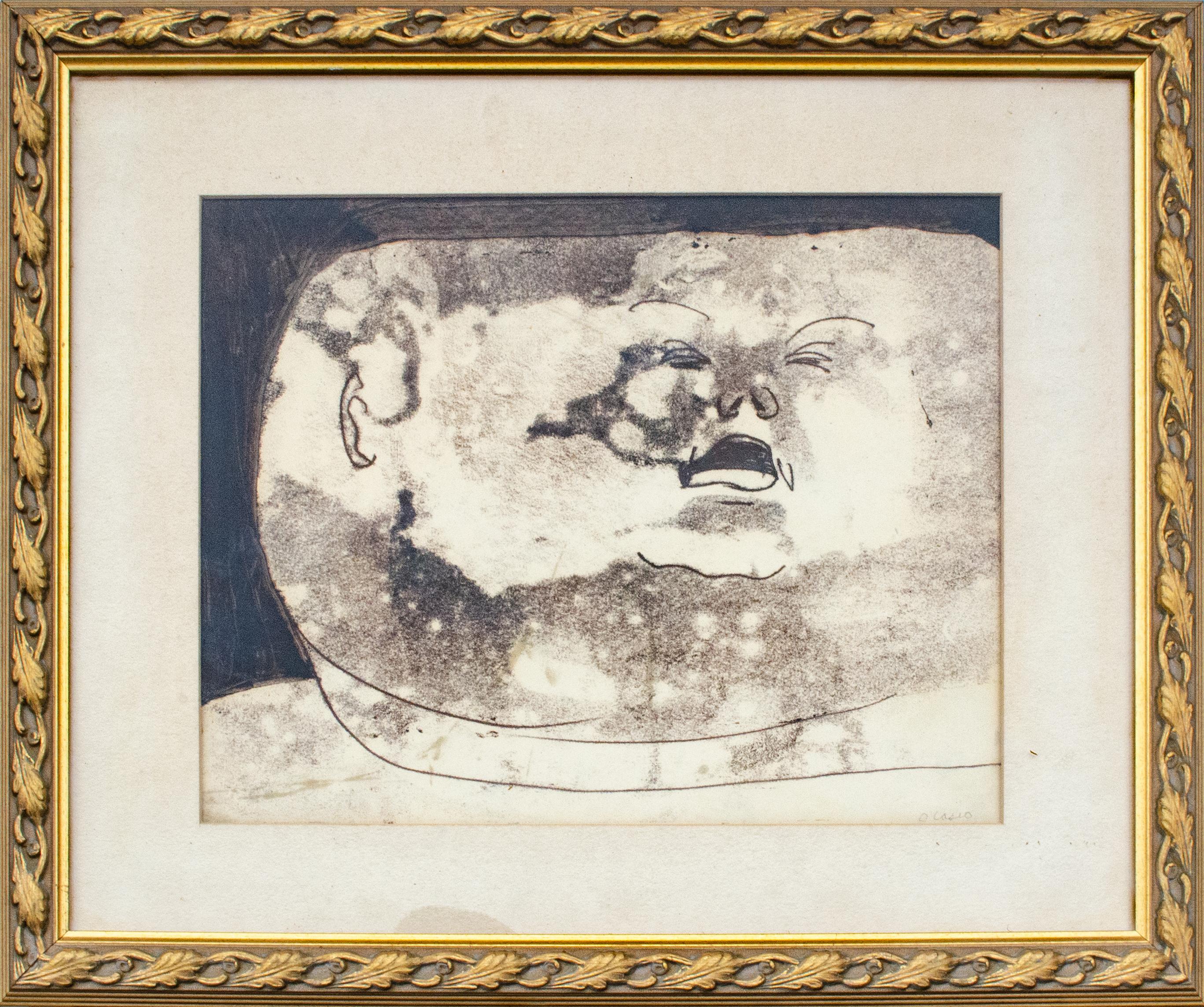 Unknown Portrait – Der Mann im Mond Zeichnung von O. Casio