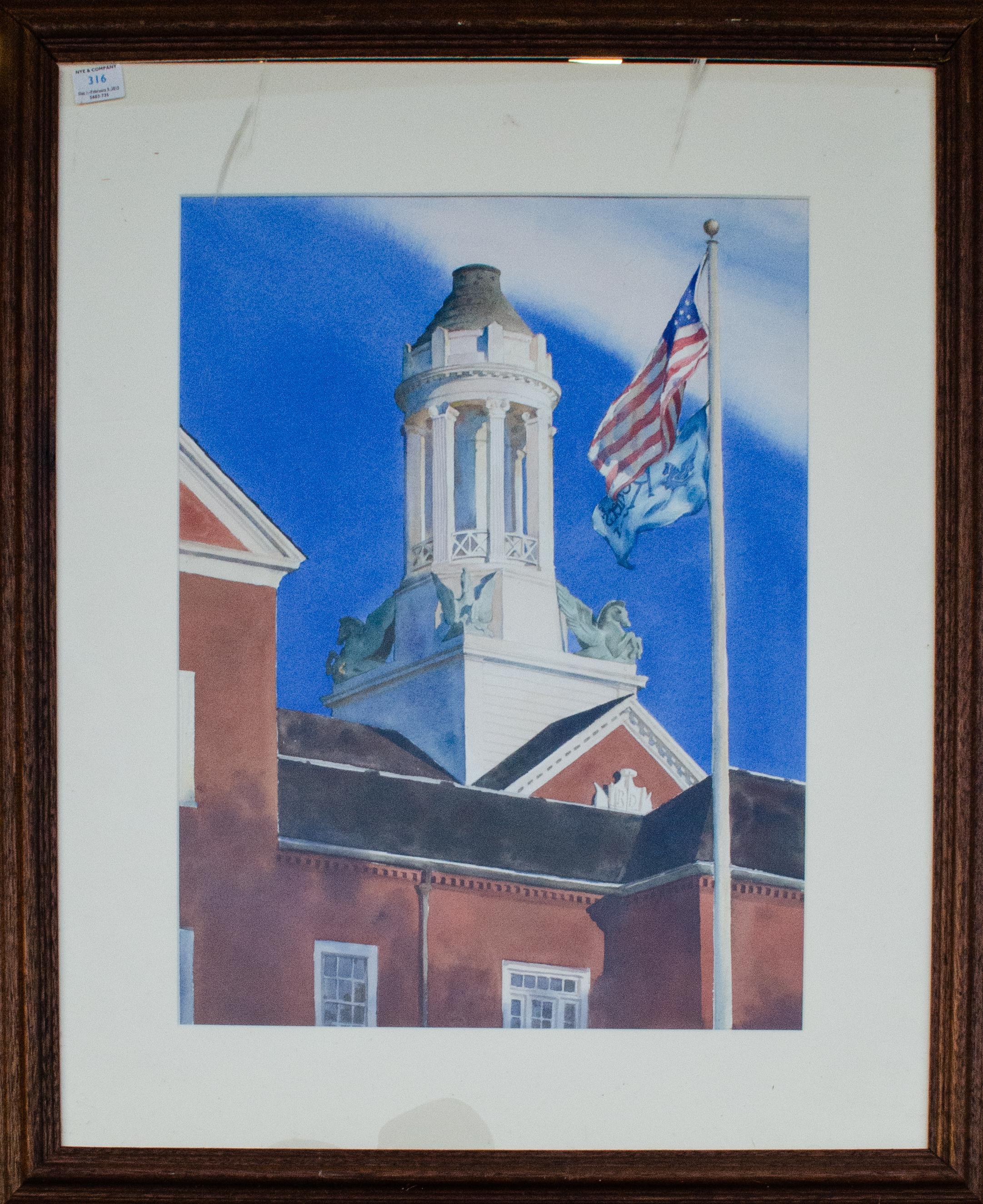 David Dewey Watercolor of Reader's Digest Headquarters For Sale 1