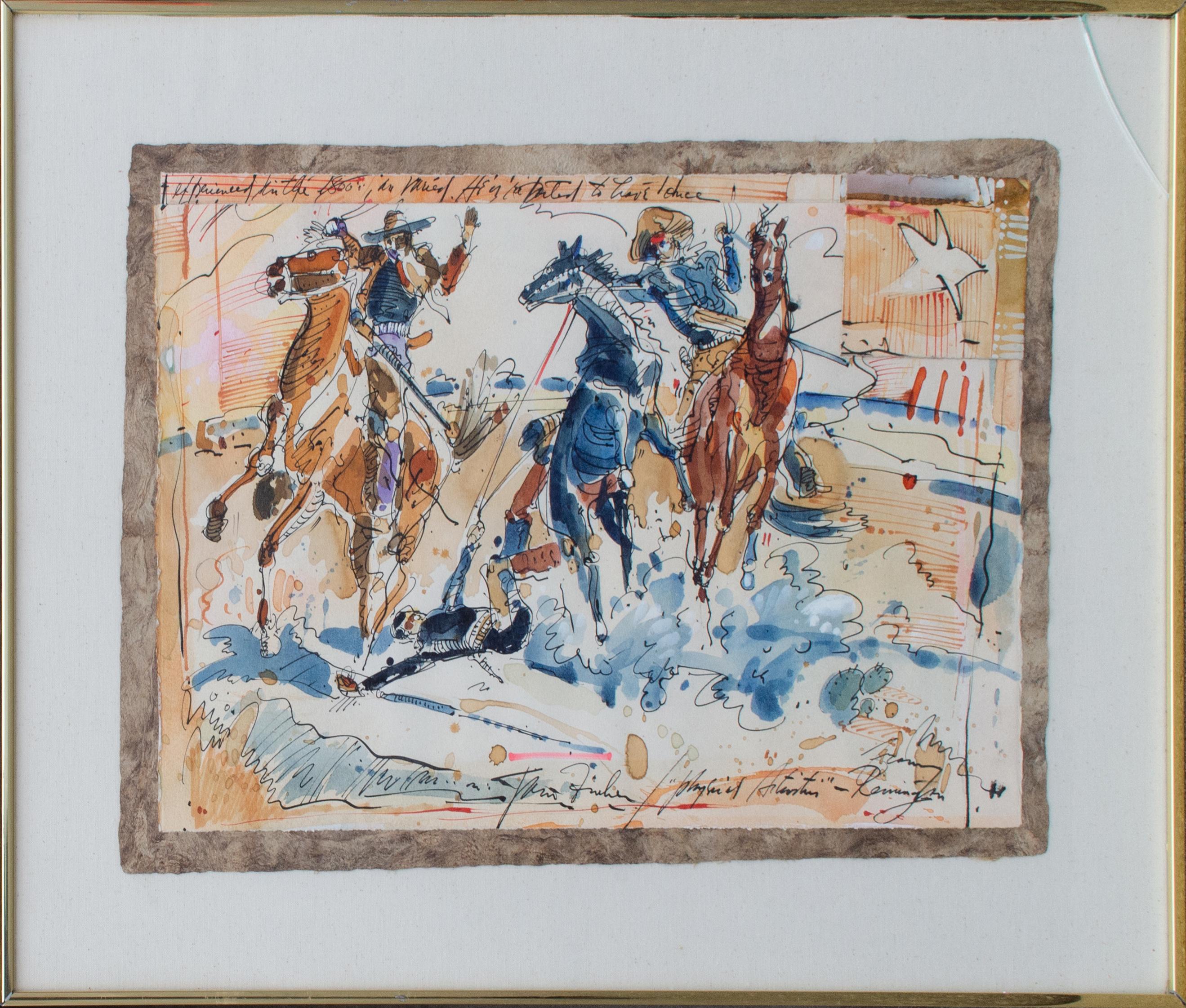 Aquarelle Stallions de John Fincher en vente 1