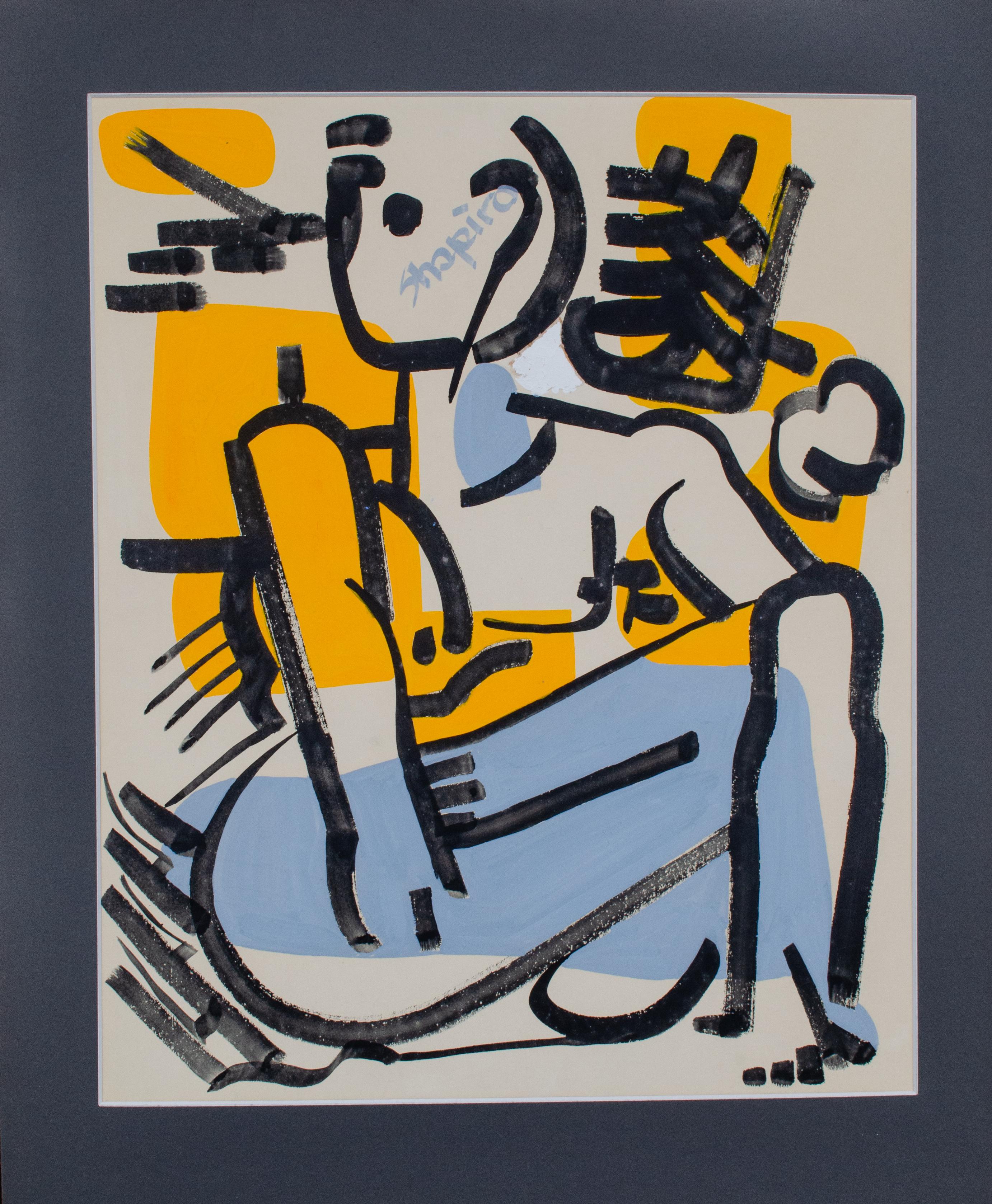 Dessin de figure nue abstraite signé Shapiro - Art de Unknown