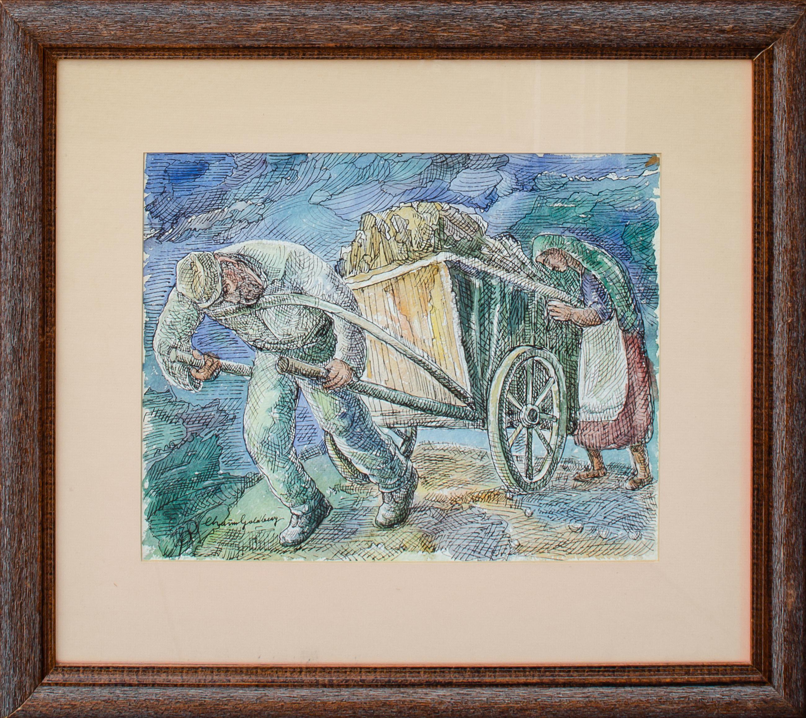 Illustration der jüdischen Arbeiter von Chaim Goldberg (Moderne), Art, von Chaïm Goldberg