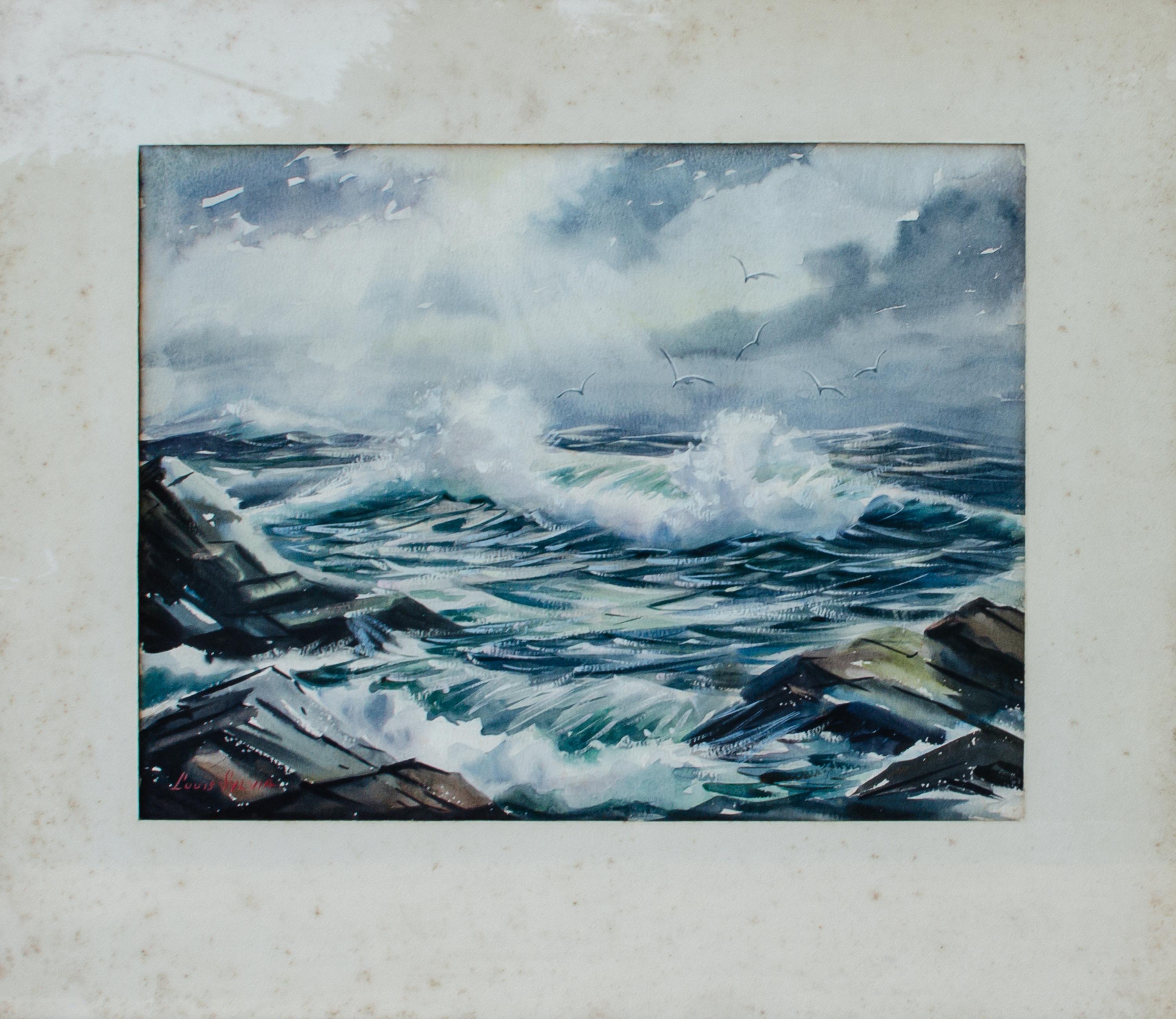 Louis Sylvia Meereslandschaft Aquarell-Aquarell im Angebot 1