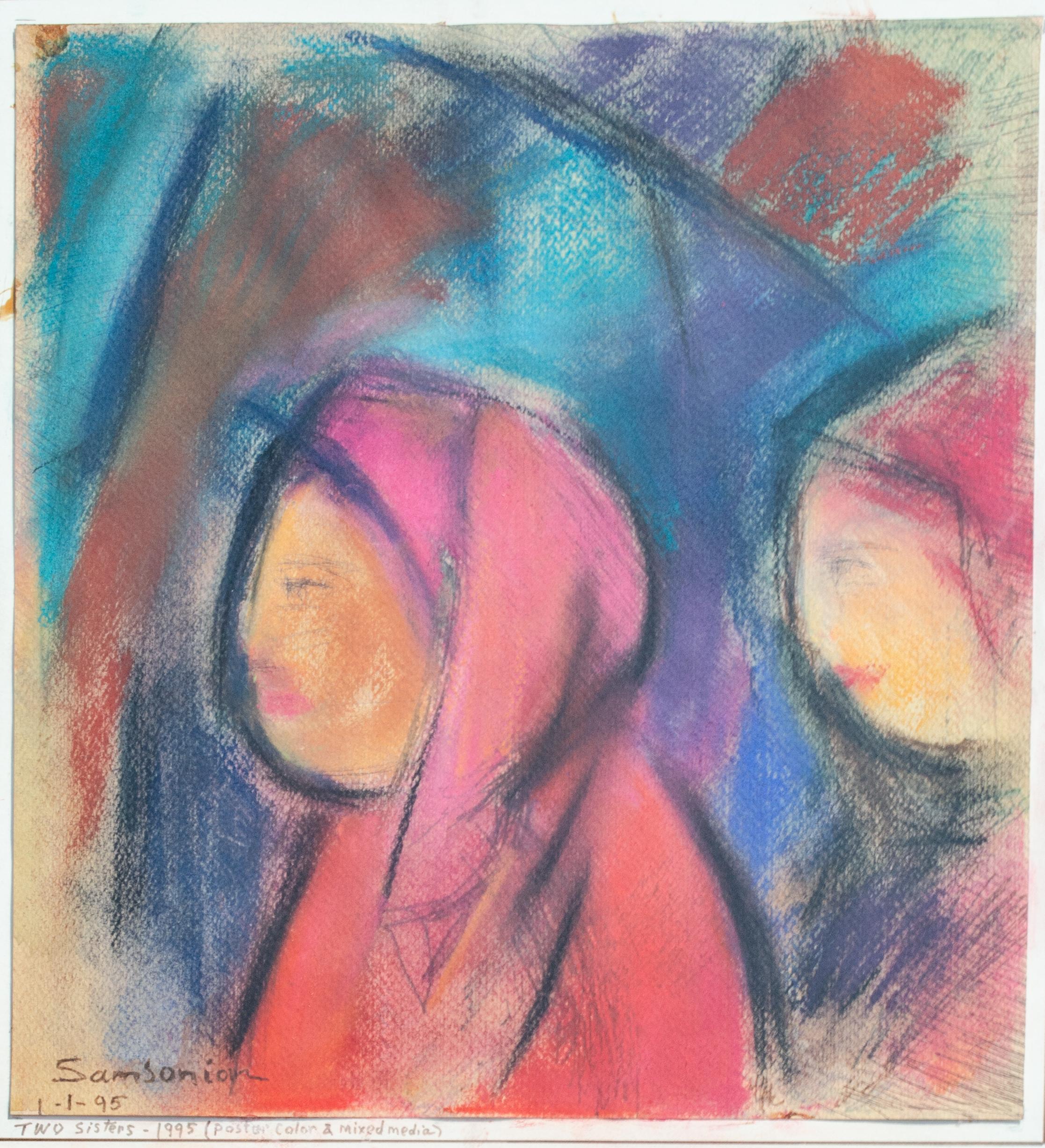 Modernist Simon Samsonian, Two Sisters Mixed Media