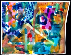 Richard Mock Watercolor of Manhattan and Brooklyn Bridge