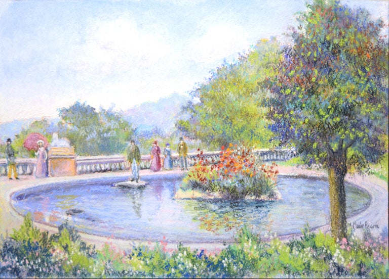 Hughes Claude Pissarro Landscape Art - Le bassin du château (Nice, Côte d'azur) 