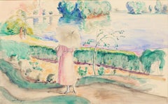 Jeune femme promenade dans le parc