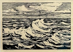 "Summer Breeze", Woodblock print w/ artist ink-addition make this one-of-a-kind