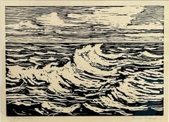 Used "Summer Breeze", Woodblock print w/ artist ink-addition make this one-of-a-kind