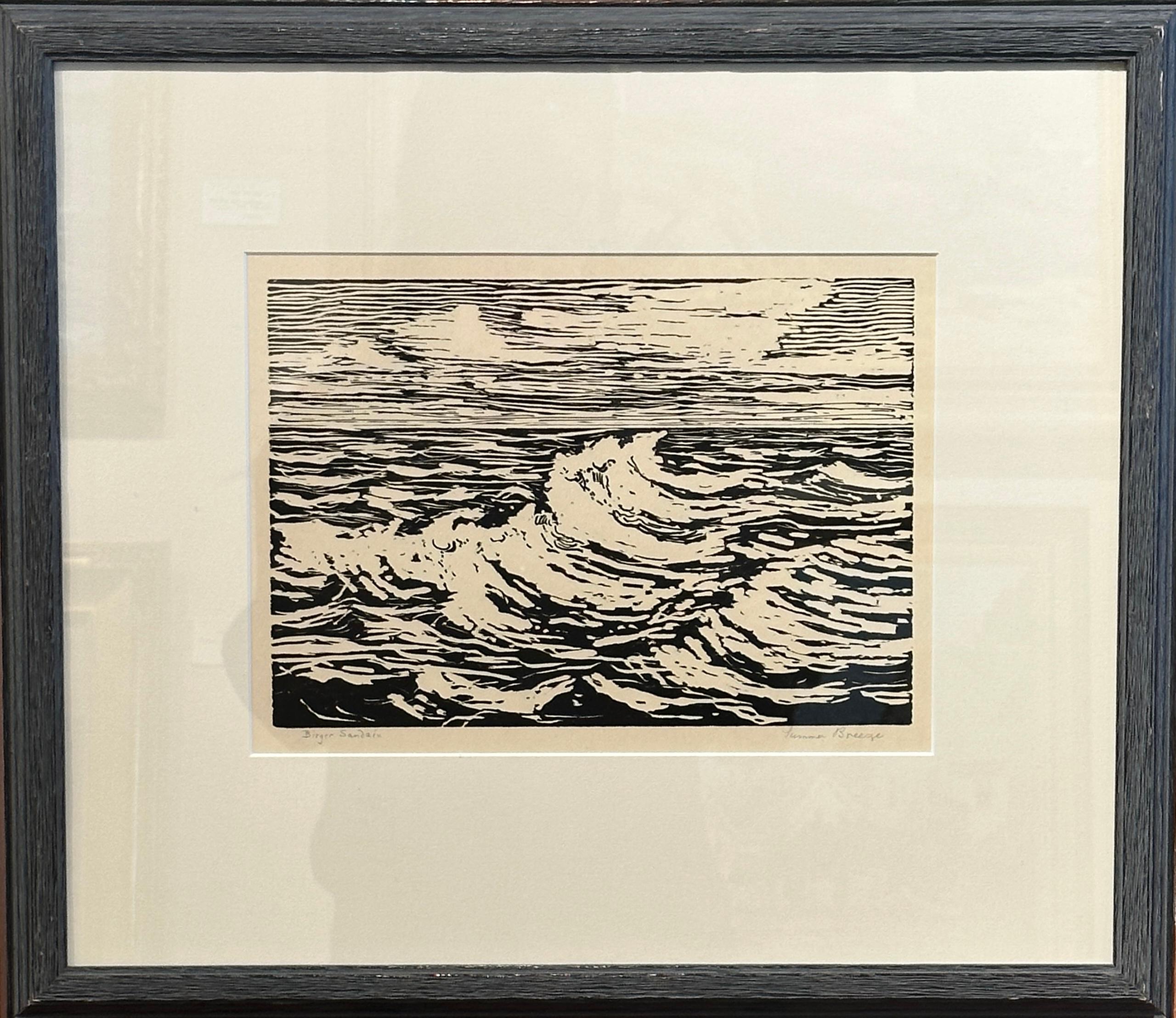 « Summer Breeze », estampe sur bois avec ajout d'encre d'artiste, exemplaire unique - Impressionnisme Art par Birger Sandzen