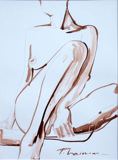 SUMMER - female nude - by Paula Craioveanu - original sepia drawing
